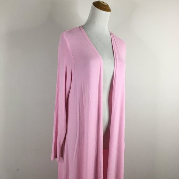 MAGASCHONI Pink Ribbed Long Sleeve Open Front Longer Body Cardigan - Picture 4 of 12